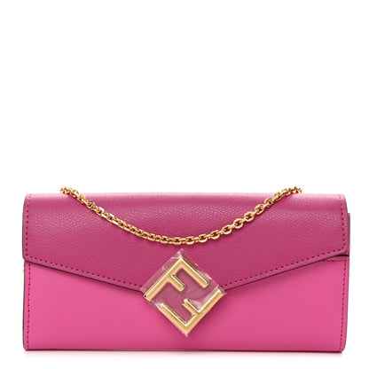 Fendi Vitello King Cruise FF Diamonds Continental Envelope Wallet On Chain Geranio Ciclamino Pilar 1 of 9