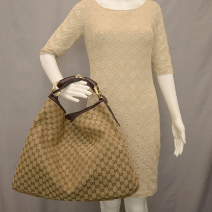 Gucci Monogram Large Horsebit Chain Hobo Ebony 2 of 9