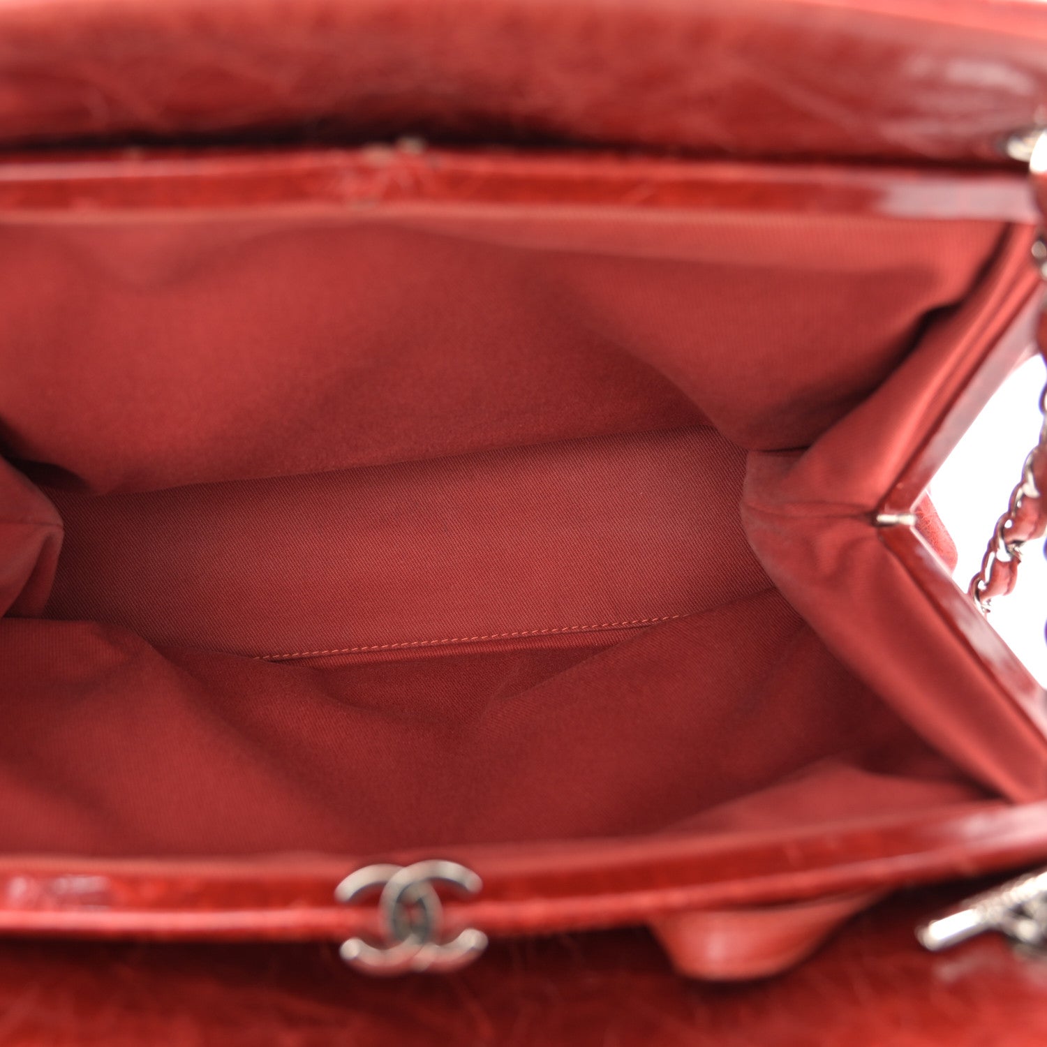 Chanel Glazed Calfskin Quilted Large Just Mademoiselle Bowling Bag Red 6 of 14