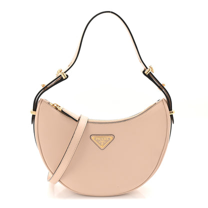 Prada Soft Calfskin Arque Shoulder Bag Travertino 1 of 11