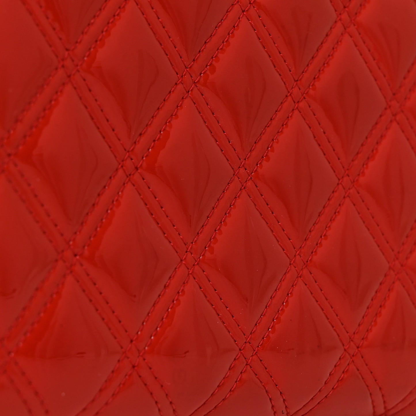 Patent Quilted Double Stitched Zip Around Wallet Red