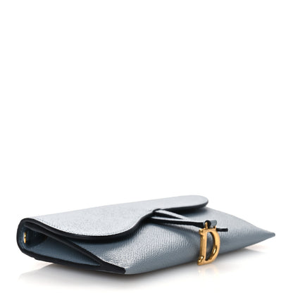 Christian Dior Grained Calfskin Saddle Chain Wallet Pouch Cloud Blue 5 of 13