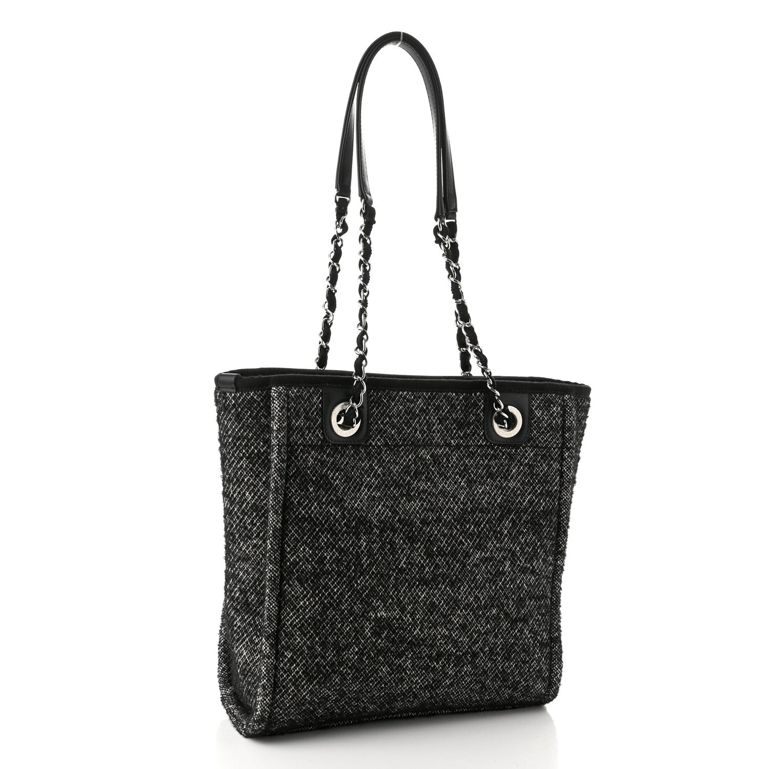 Chanel Mixed Fibers Calfskin Mini Deauville Tote Black White 3 of 10