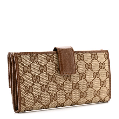 Gucci Monogram Metal Bar Continental Flap Wallet Beige Ebony Dark Brown 3 of 12