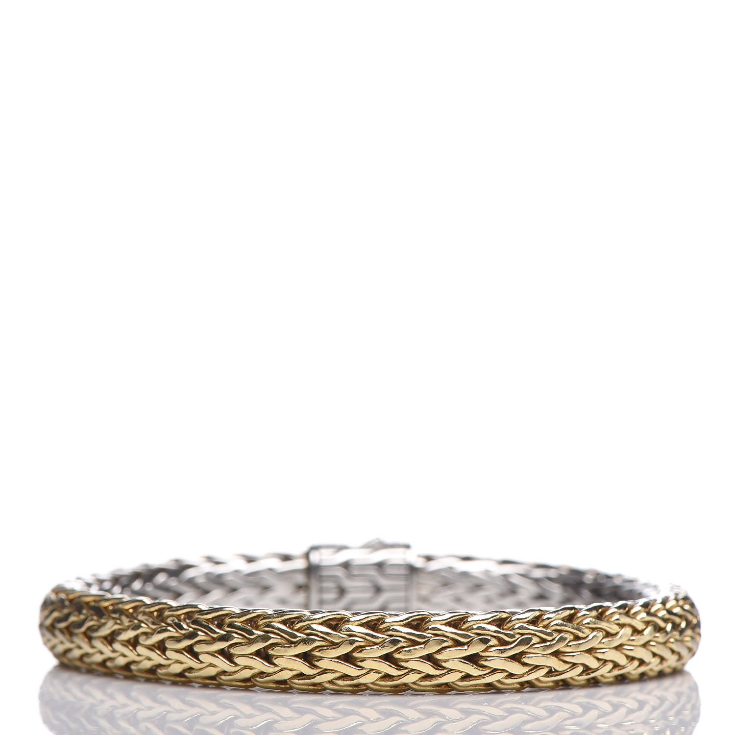 John Hardy Sterling Silver 18K Yellow Gold Diamond 7.5mm Classic Chain Reversible Bracelet 3 of 5