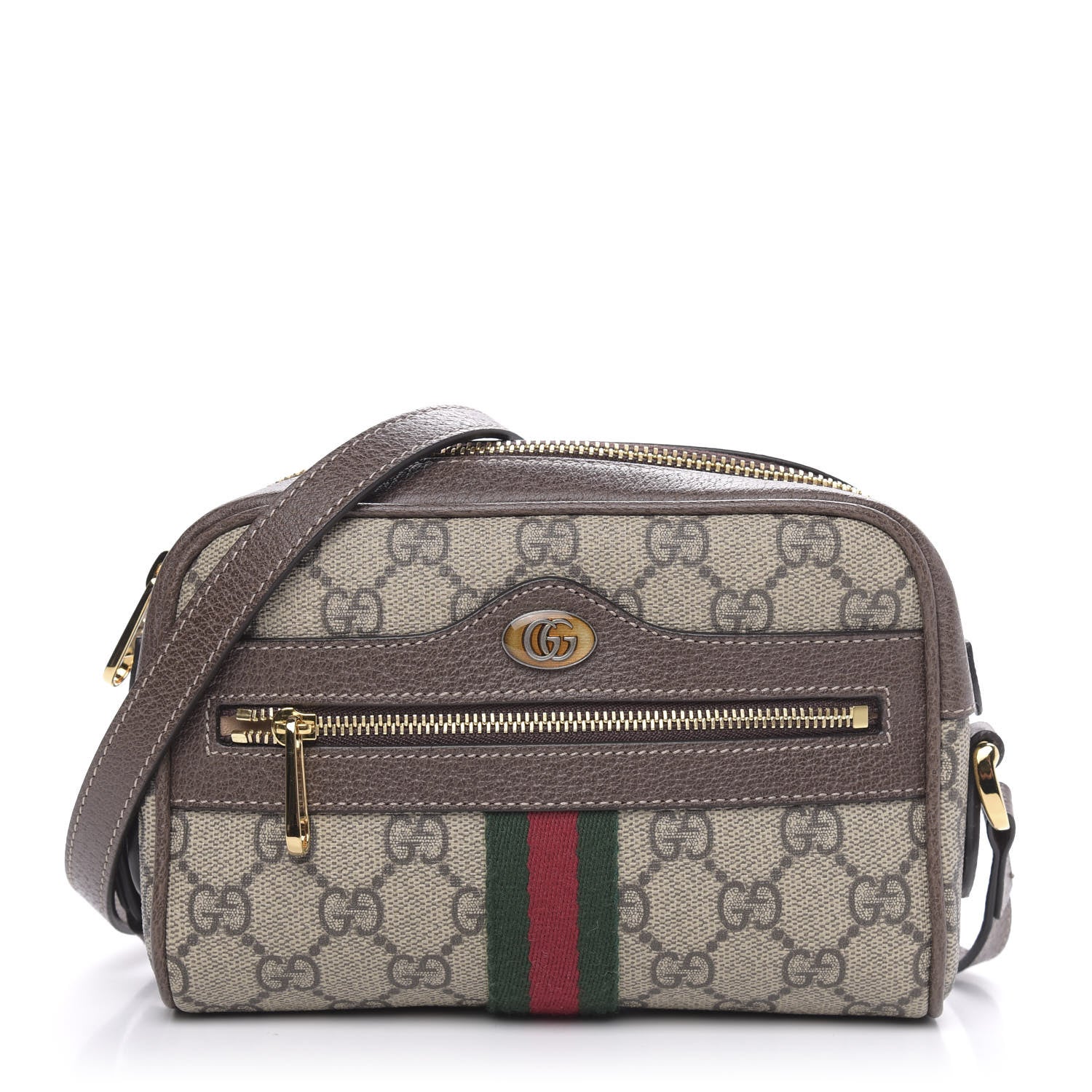 Gucci GG Supreme Monogram Web Mini Ophidia Shoulder Bag Brown 1 of 11