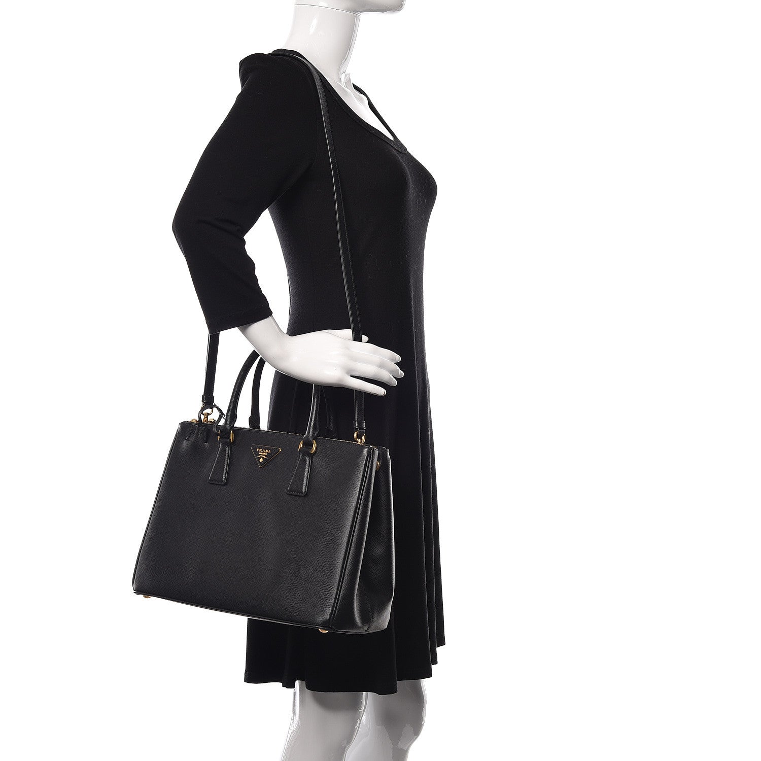 Prada Saffiano Medium Galleria Double Zip Tote Black 2 of 9