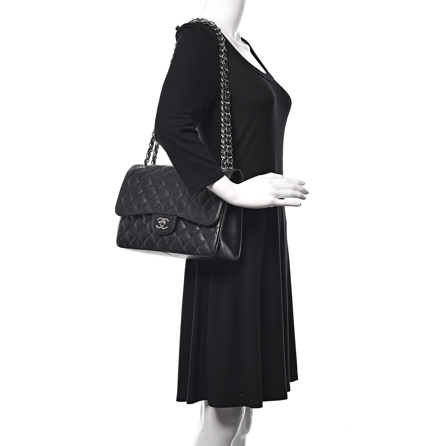 Chanel Caviar Quilted Jumbo Double Flap Black 2 of 9