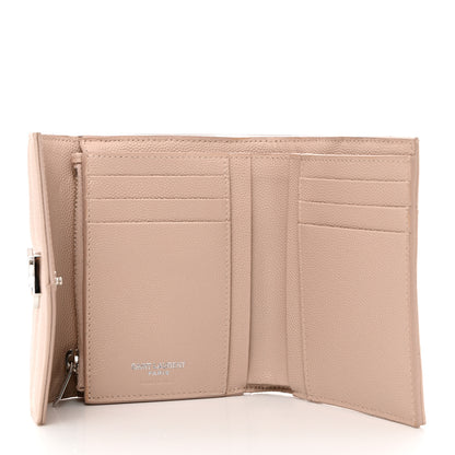 Saint Laurent Grain De Poudre Matelasse Chevron Small Monogram Envelope Wallet Pale Pink 5 of 8