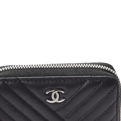 Chanel Lambskin Quilted Crossing Zip Around Coin Purse Black 9 of 10