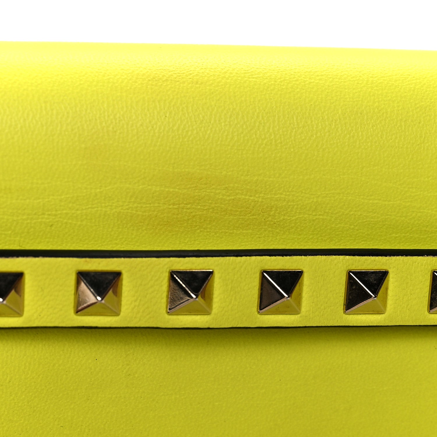 Valentino Garavani Nappa Rockstud Wristlet Clutch Yellow Fluo 12 of 14