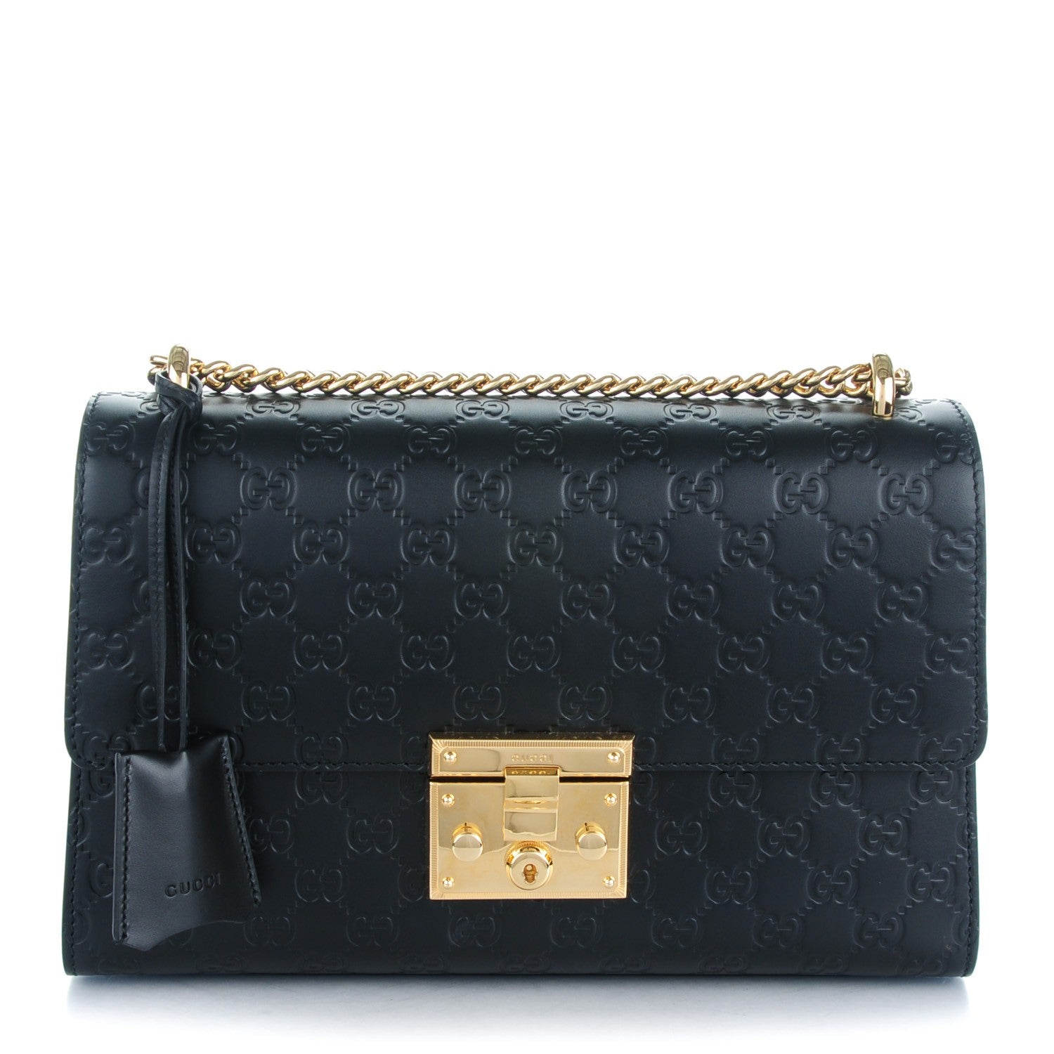 Gucci Guccissima Medium Padlock Shoulder Bag Black 1 of 7