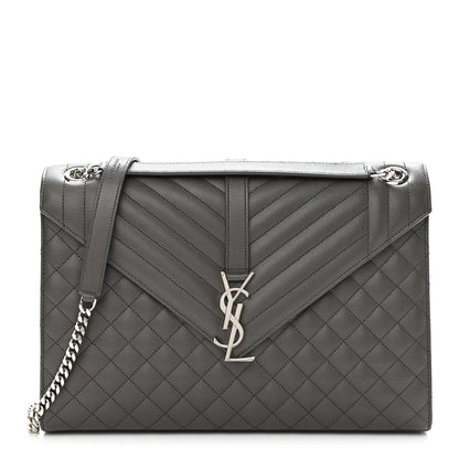 Saint Laurent Grain De Poudre Textured Mixed Matelasse Large Triquilt Monogram Satchel Earth 1 of 10