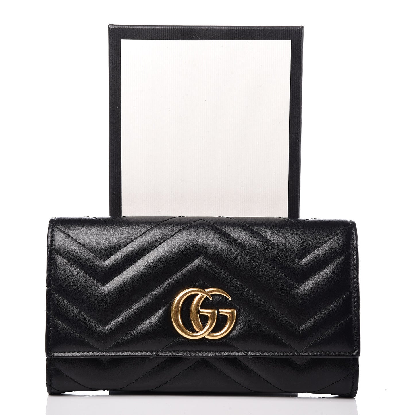 Calfskin Matelasse GG Marmont Continental Wallet Black