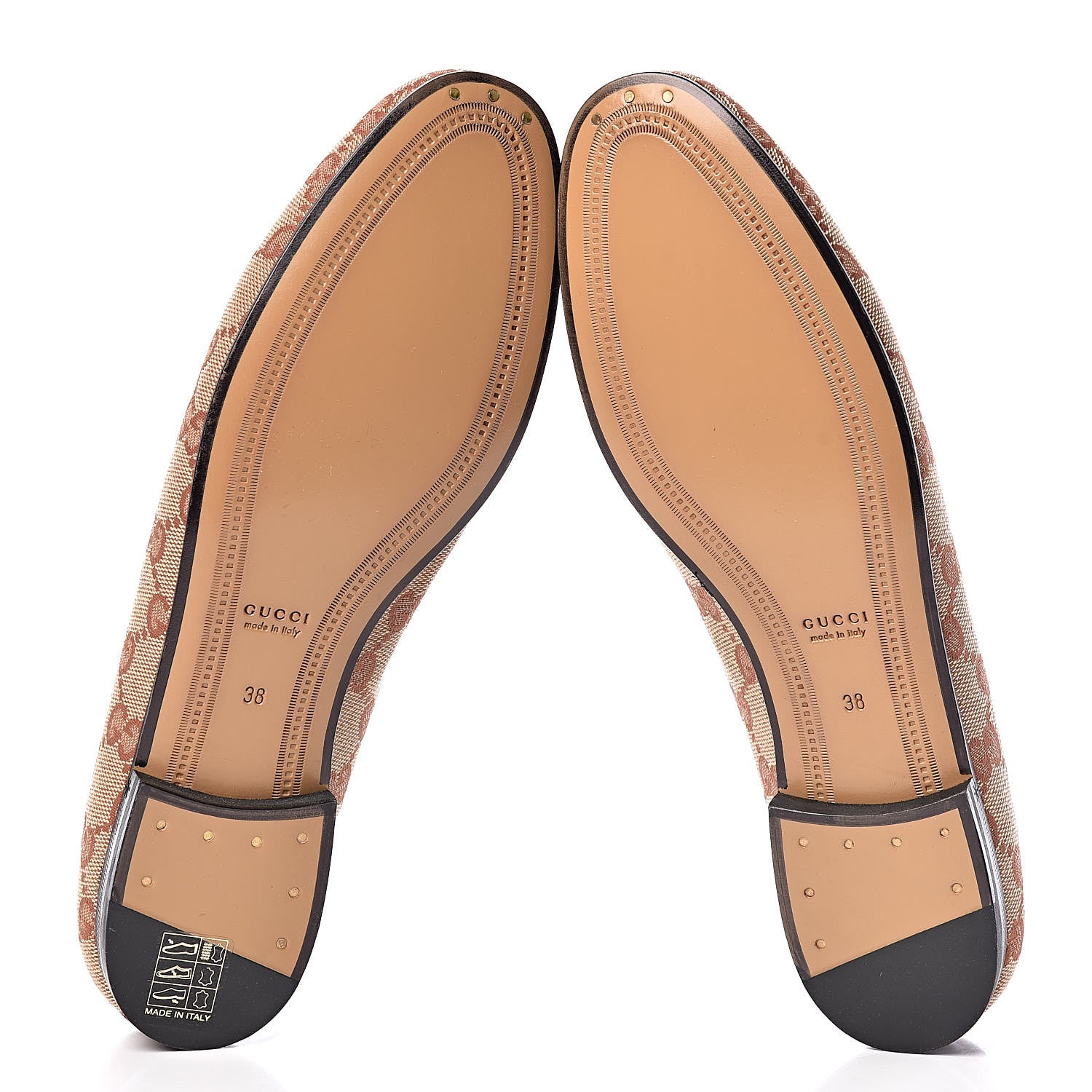 Gucci Canvas GG Monogram Horsebit Womens Jordaan Loafers 38 Beige Ruggine Rust 5 of 9