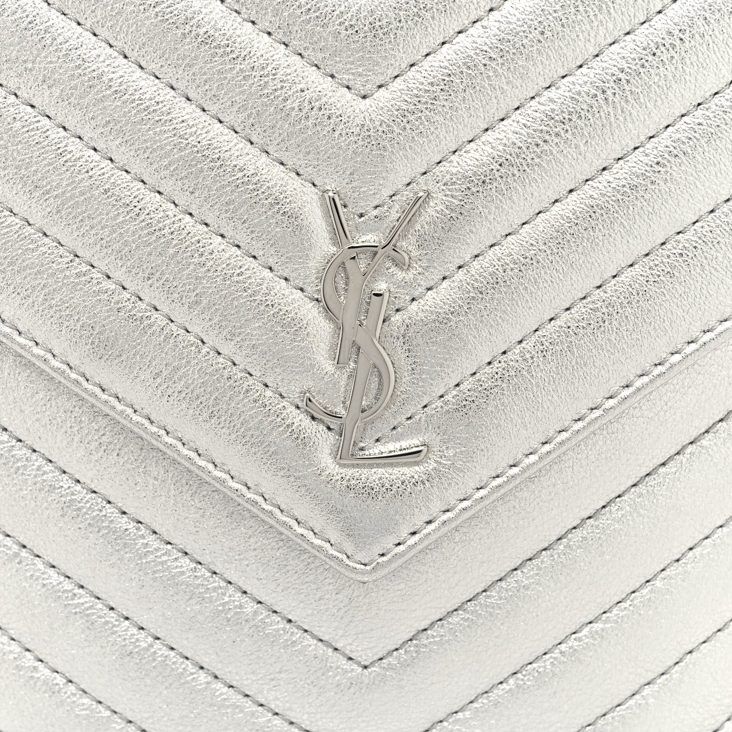 Saint Laurent Metallic Lambskin Quilted Double Flap Bag Silver 8 of 10