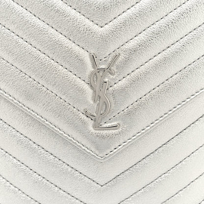 Saint Laurent Metallic Lambskin Quilted Double Flap Bag Silver 8 of 10