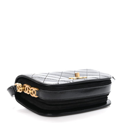 Chanel Shiny Calfskin Quilted Suede Goatskin Mini Messenger Black 3 of 9