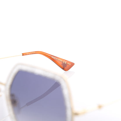 Gucci Glitter Acetate Oversize Square Frame Sunglasses GG0106S Gold 6 of 9
