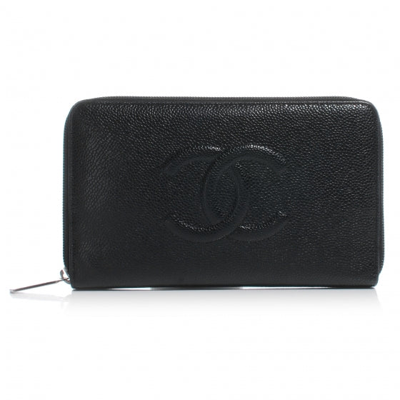 Caviar Zip Around Wallet Black