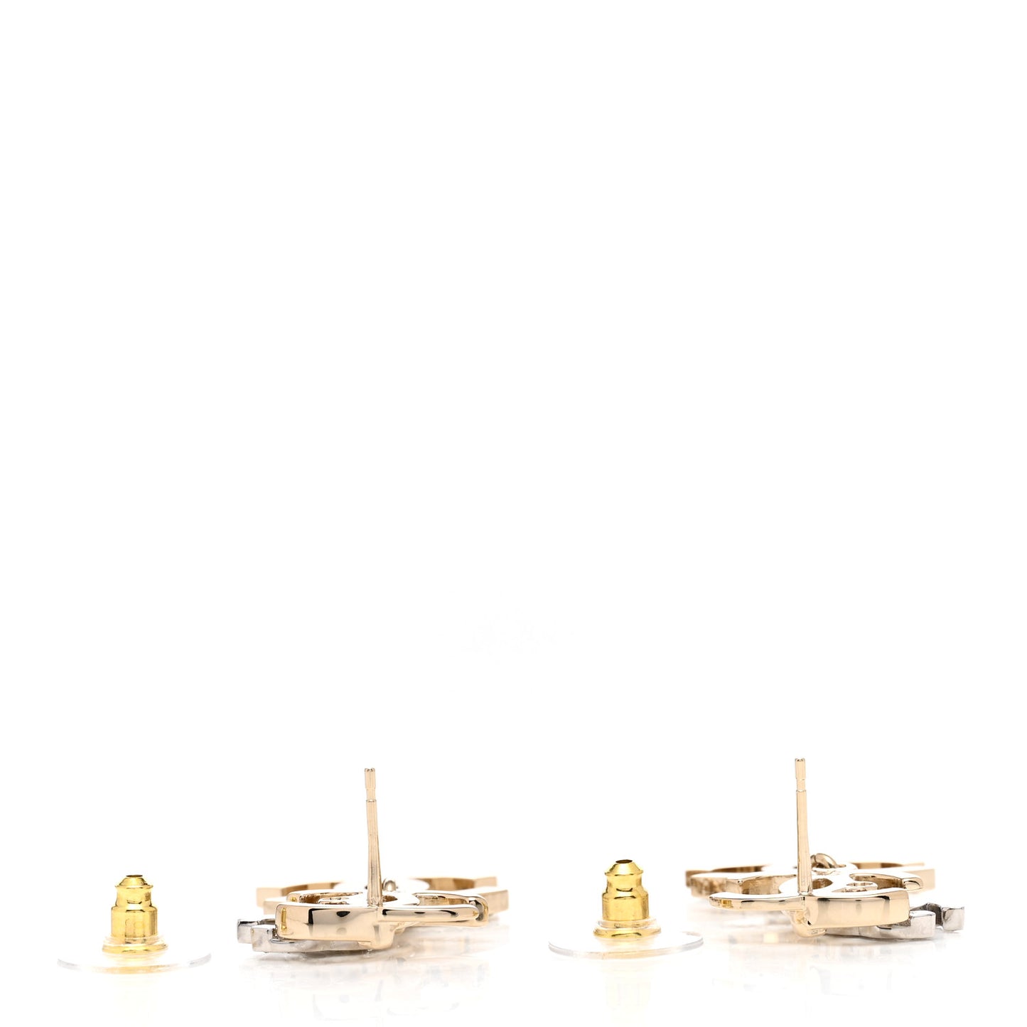 Crystal Pearl Double CC Drop Earrings Gold Silver