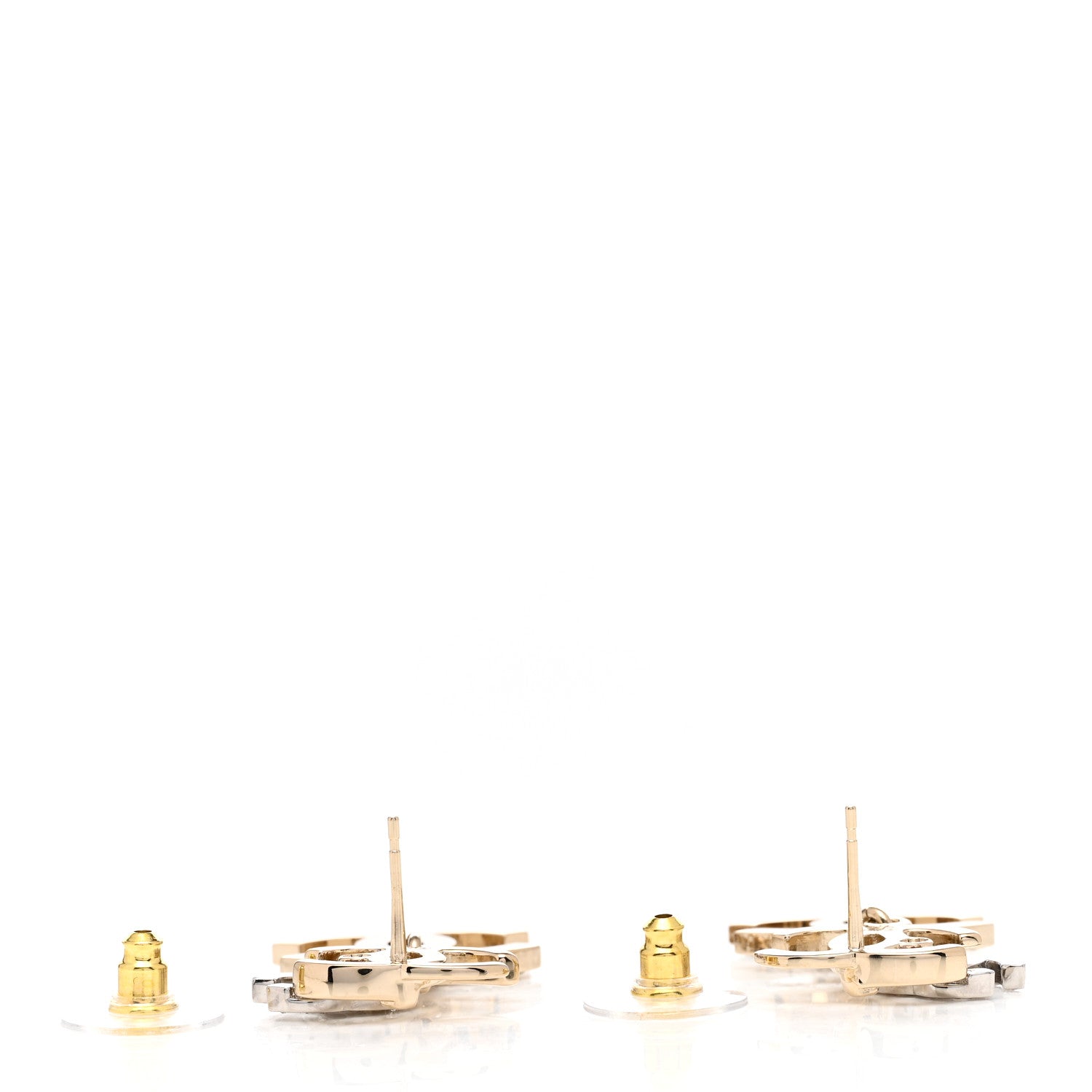 Chanel Crystal Pearl Double CC Drop Earrings Gold Silver 3 of 4