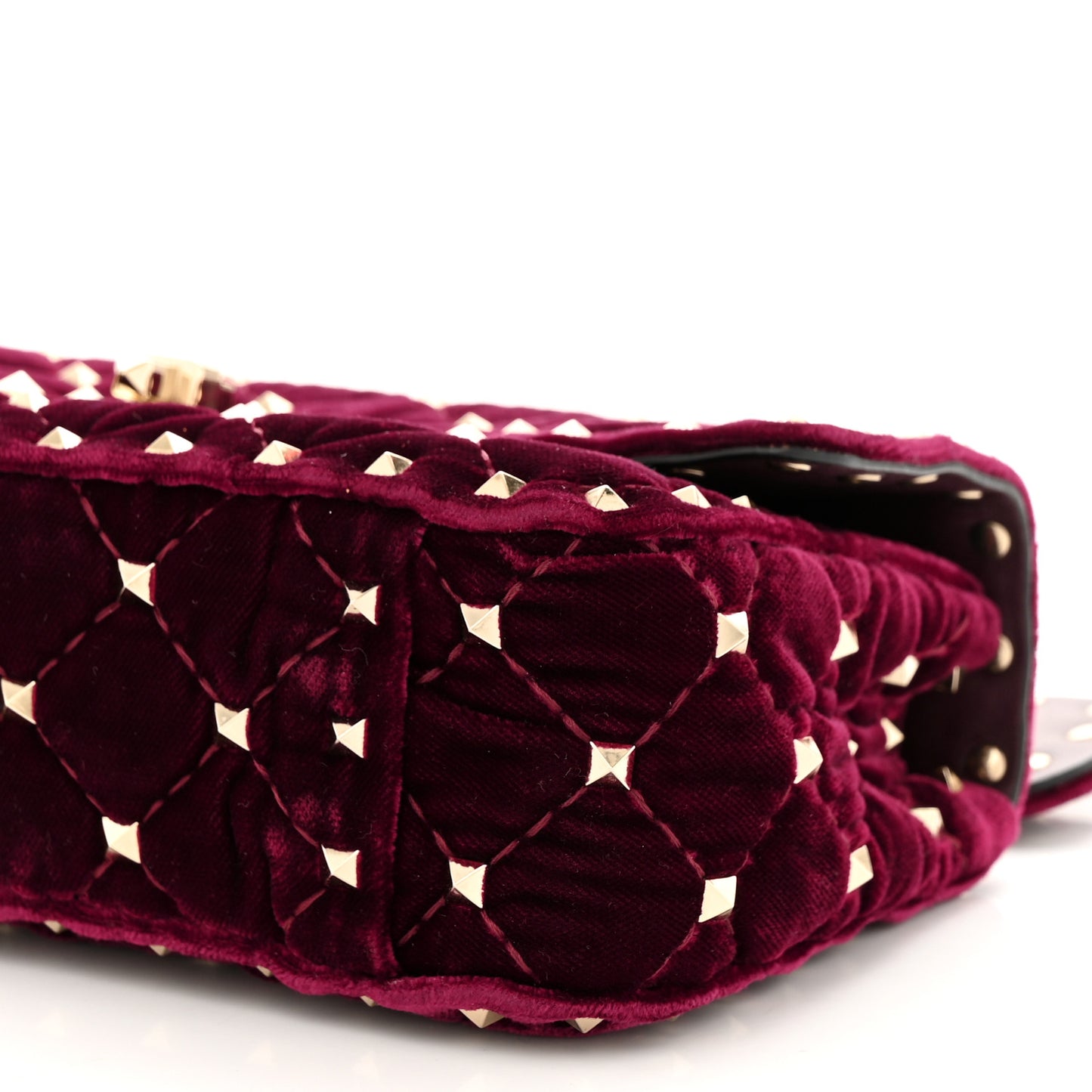 Velvet Small Rockstud Spike Shoulder Bag Rubino