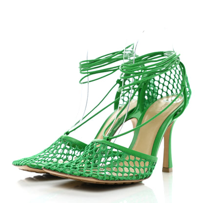Bottega Veneta Mesh Nappa Stretch Ankle Tie 90mm Sandals 38 Grass 3 of 7
