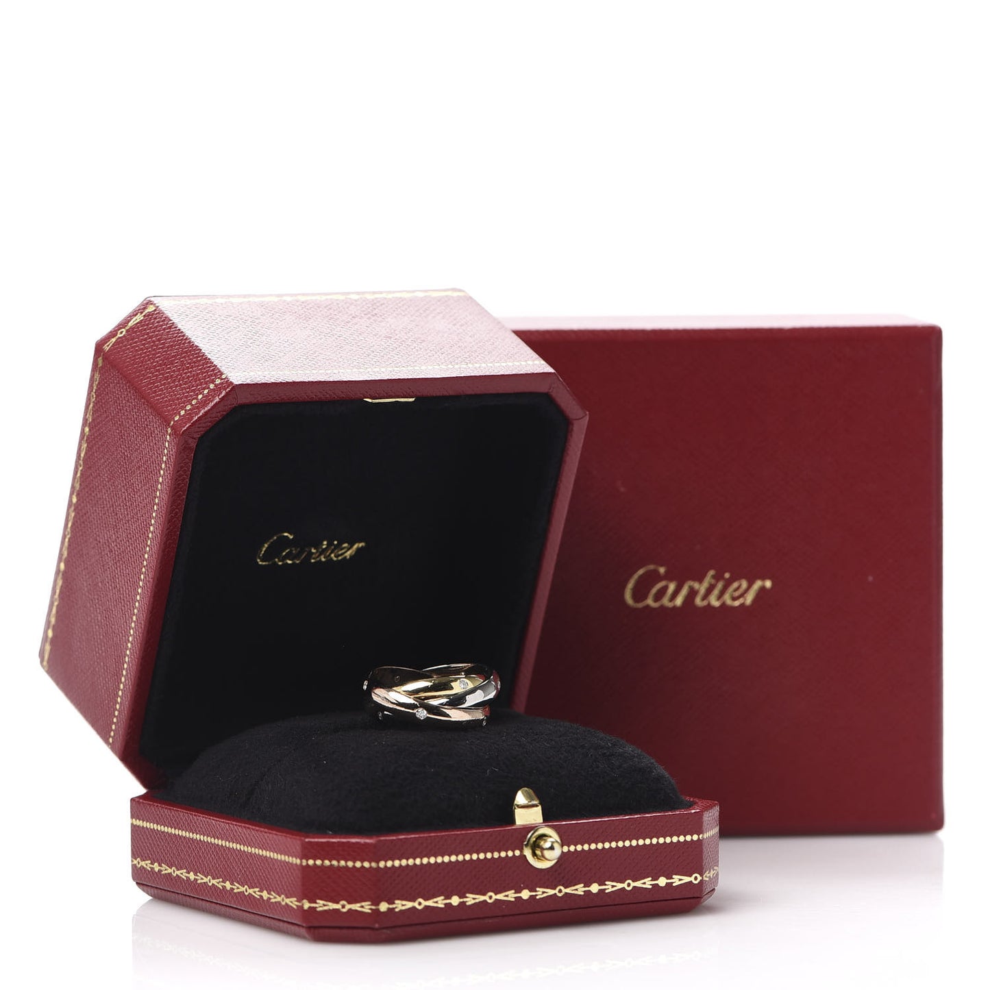 18K Pink Yellow White Gold Diamond Medium Trinity Ring 51 5.75