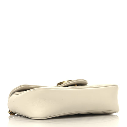 Gucci Calfskin Matelasse Super Mini GG Marmont Shoulder Bag White 4 of 12