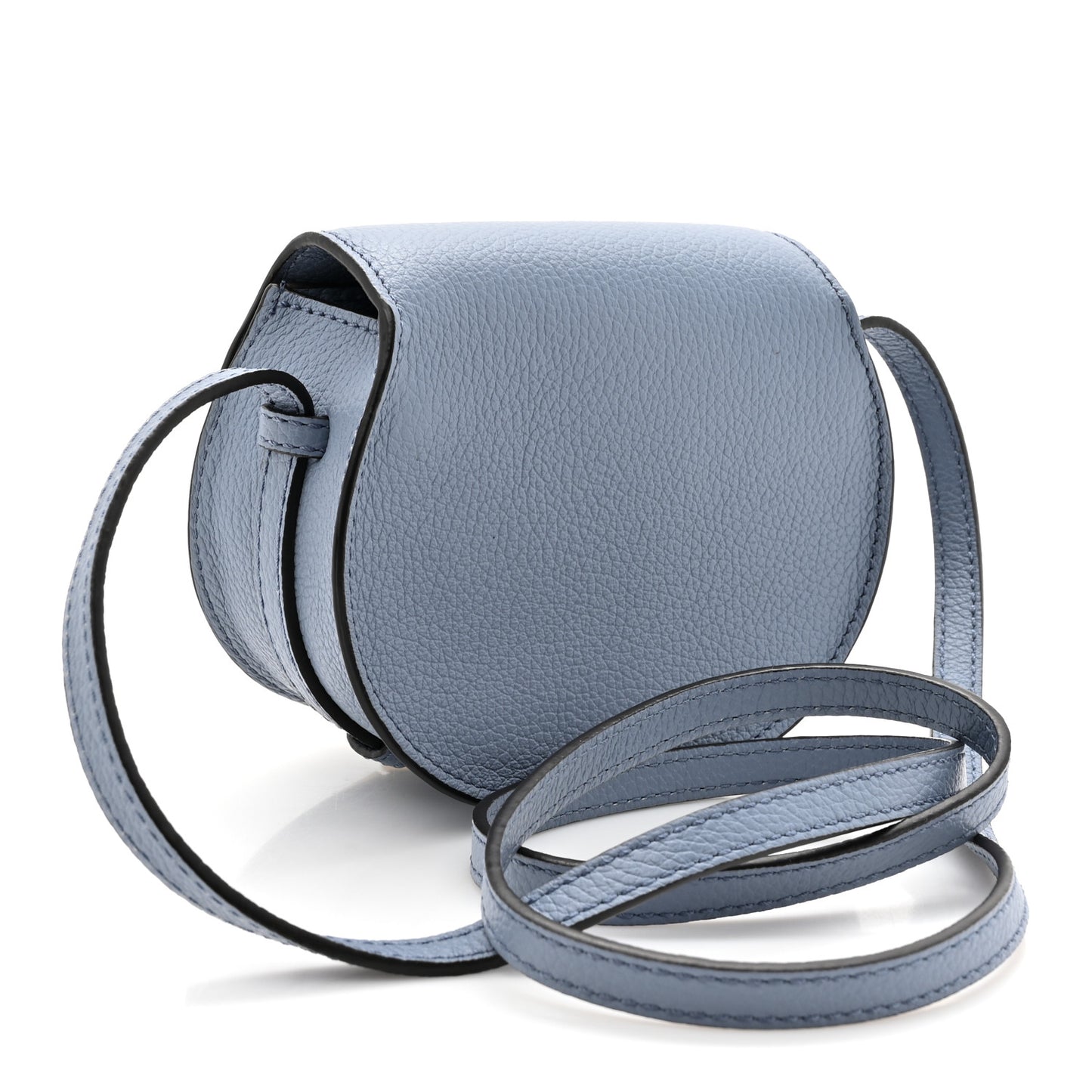 Calfskin Nano Marcie Round Crossbody Bag Shady Blue