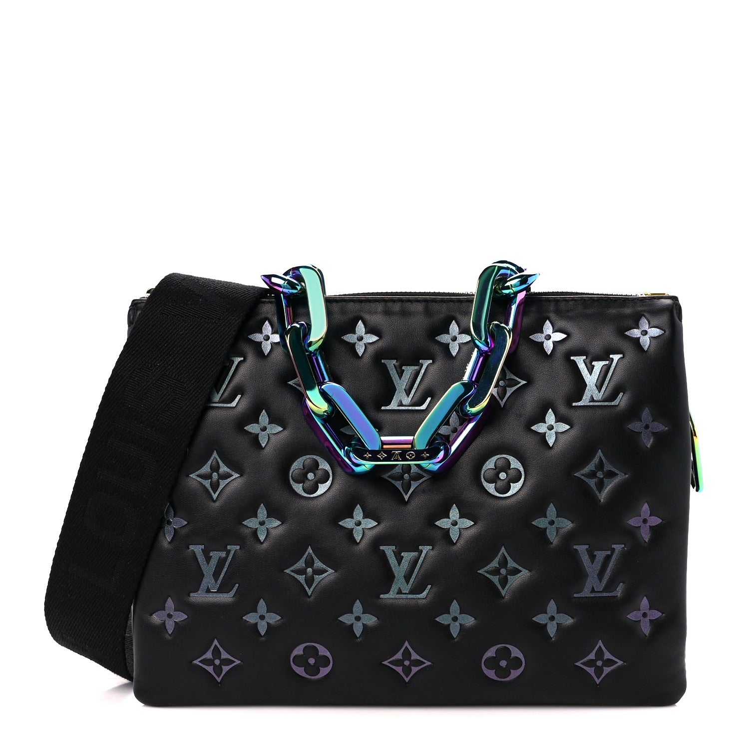 Louis Vuitton Lambskin Embossed Monogram LV Ski Coussin PM Black