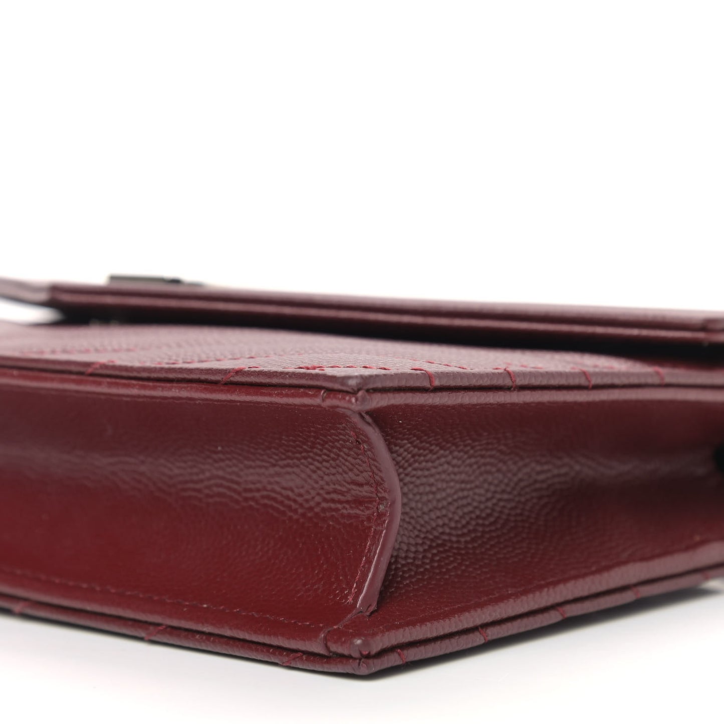 Grain De Poudre Matelasse Chevron Monogram Envelope Chain Wallet Palissandre