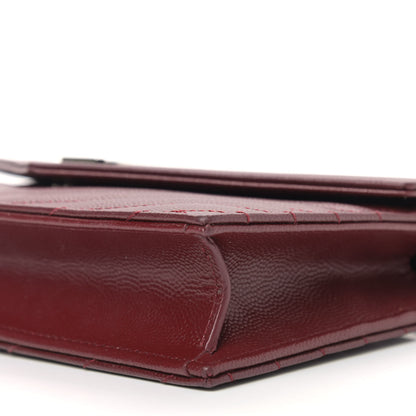 Saint Laurent Grain De Poudre Matelasse Chevron Monogram Envelope Chain Wallet Palissandre 7 of 7