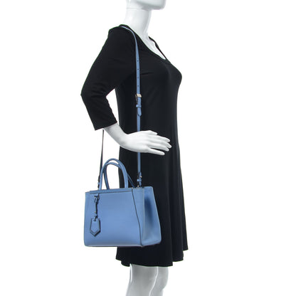 Fendi Vitello Elite Flamingo Petite 2Jours Tote Azzurro Nebula 2 of 15