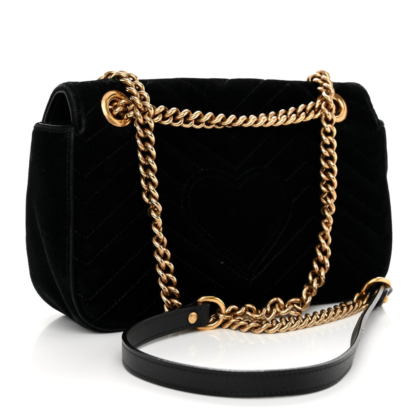 Velvet Matelasse Small GG Marmont Shoulder Bag Black