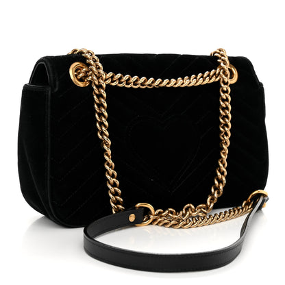 Gucci Velvet Matelasse Small GG Marmont Shoulder Bag Black 3 of 10
