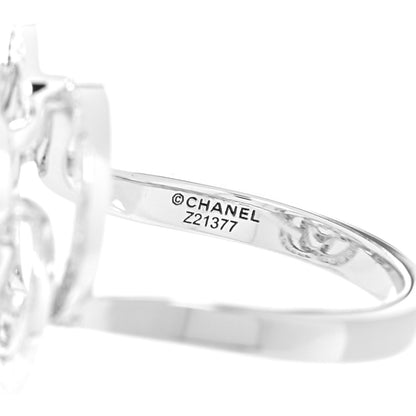 Chanel 18K White Gold Diamond Medium Fil de Camelia Ring 55 7.25 4 of 4
