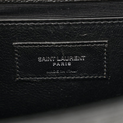 Saint Laurent Grain De Poudre Textured Mixed Matelasse Triquilt Medium Monogram Satchel Black 6 of 10