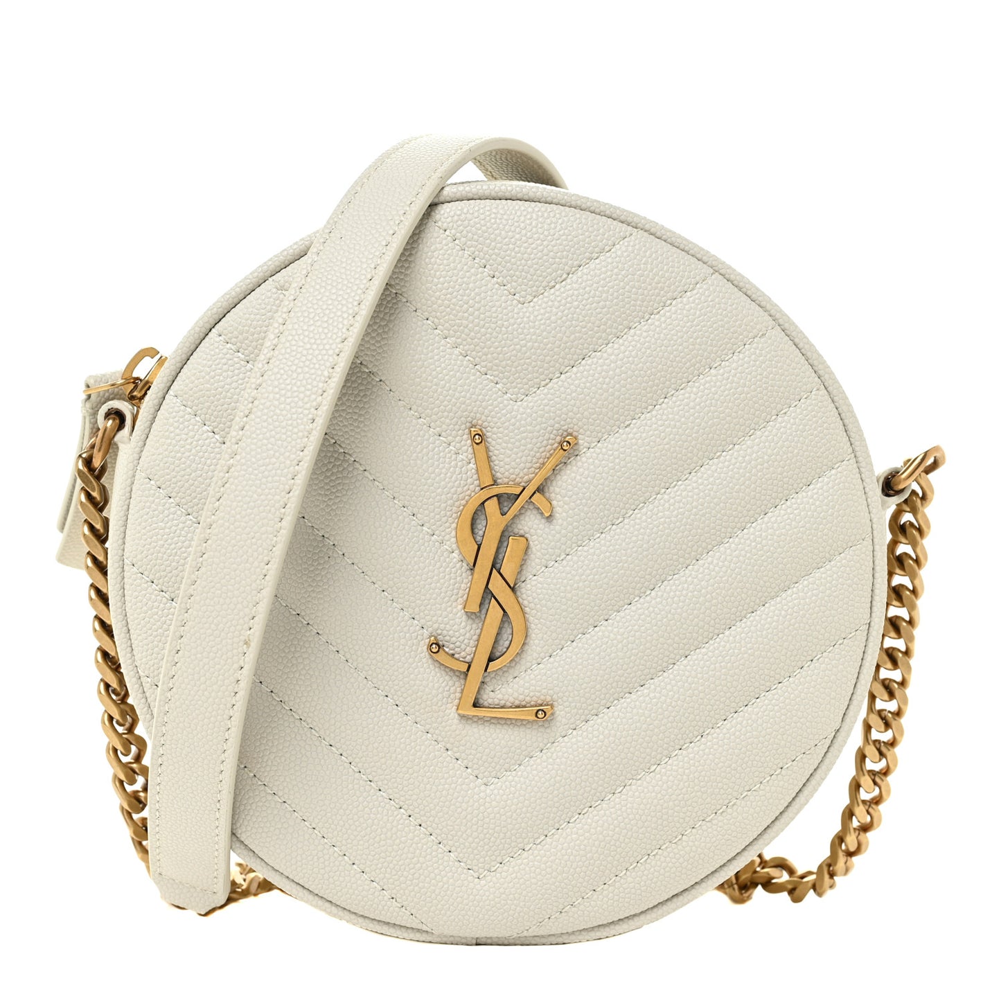 Grain De Poudre Matelasse Chevron Quilted Round Vinyle Camera Bag Crema Soft