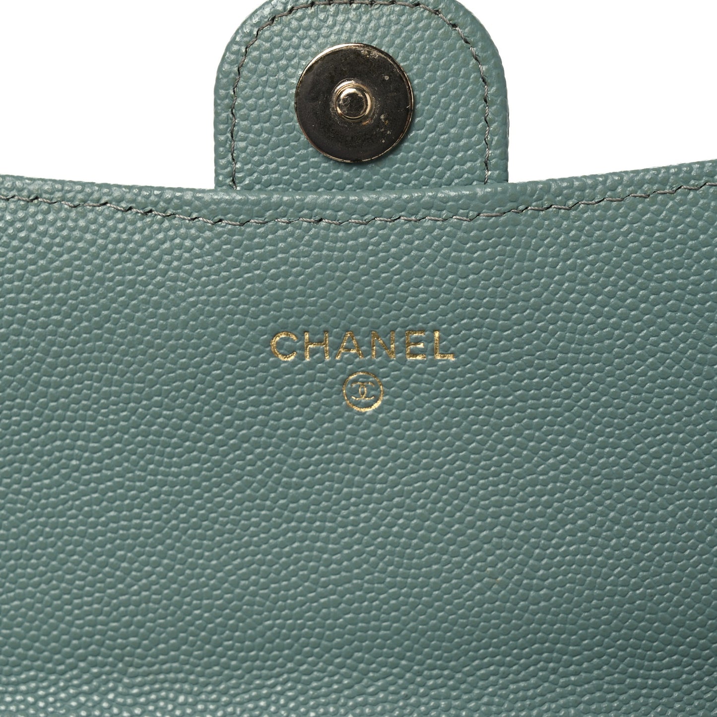 Caviar Quilted Phone Holder Wallet on Removable Chain Light Blue