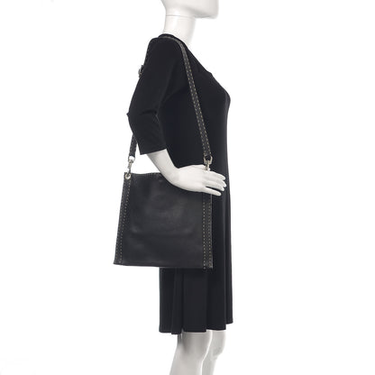 Fendi Calfskin Romano Selleria Crossbody Bag Black 2 of 15