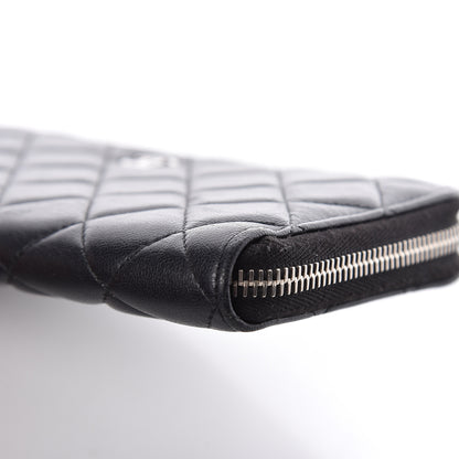 Chanel Lambskin Quilted Large Gusset Zip Around Wallet Black 9 of 12