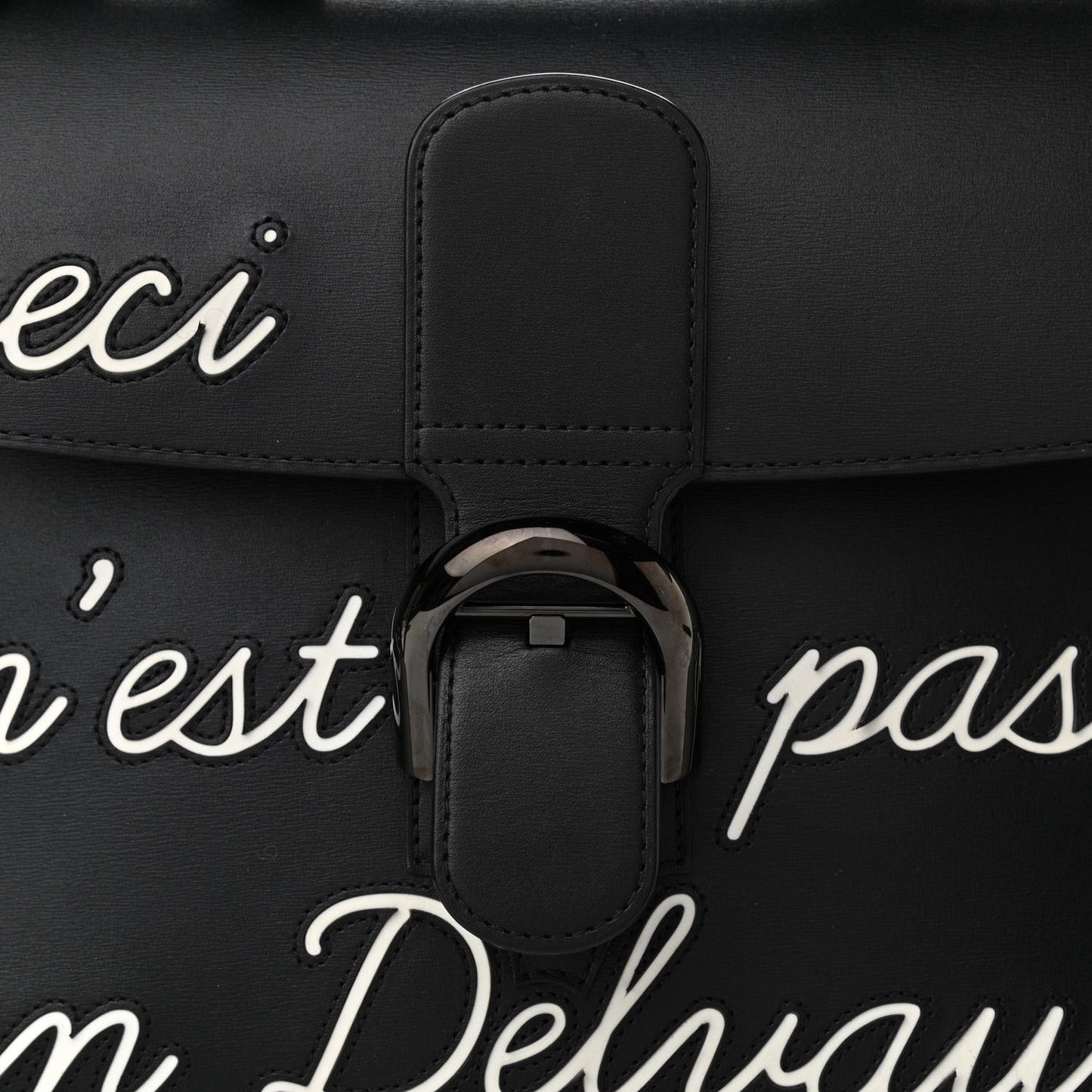Calfskin MM L'Humour Brillant Satchel Black