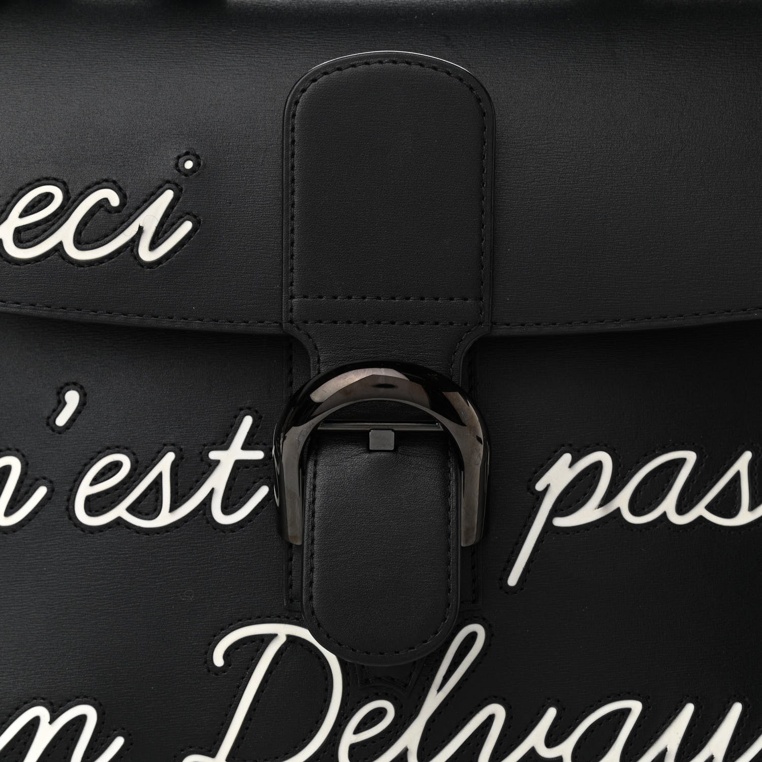 Delvaux Calfskin MM L'Humour Brillant Satchel Black 8 of 10