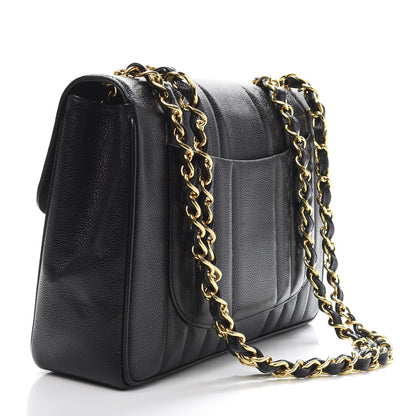 Chanel Caviar Vertical Quilted Jumbo Single Flap Black 3 of 14