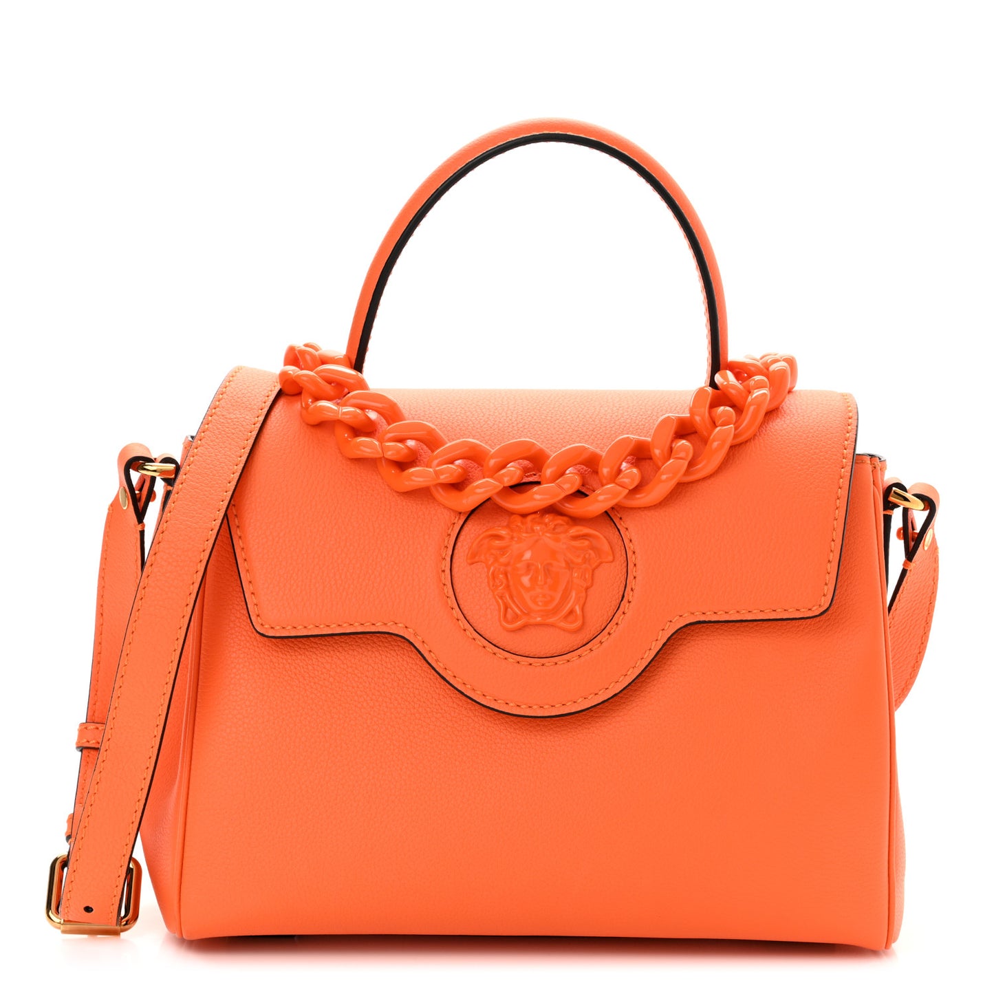 Grained Calfskin Medium La Medusa Bag Orange