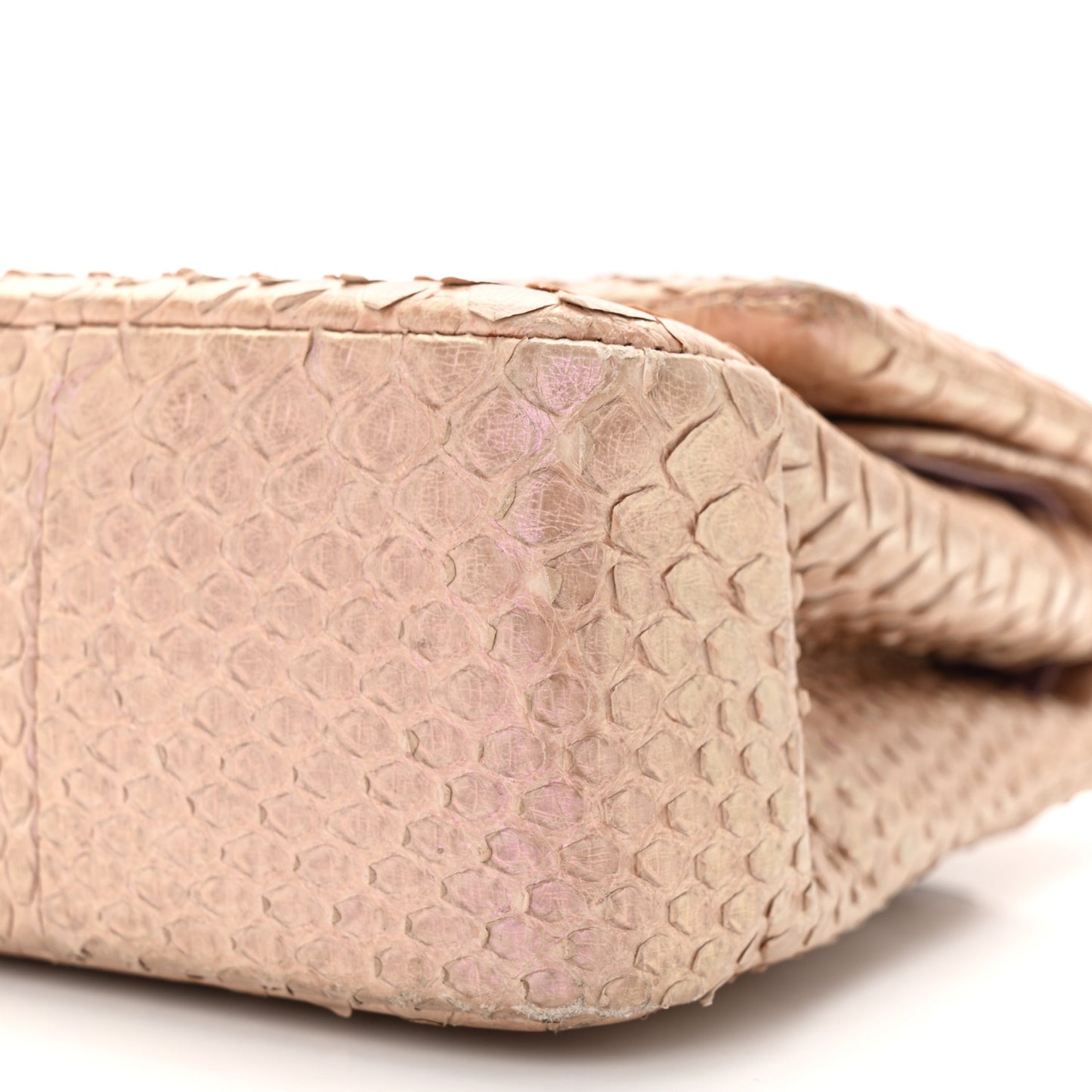 Metallic Snakeskin Medium Double Flap Pink