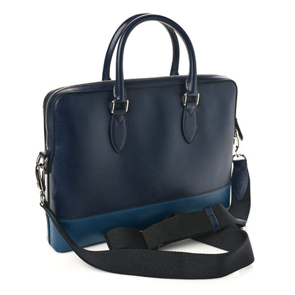 Burberry Textured Calfskin Barrow Briefcase Black Blue 2 of 8