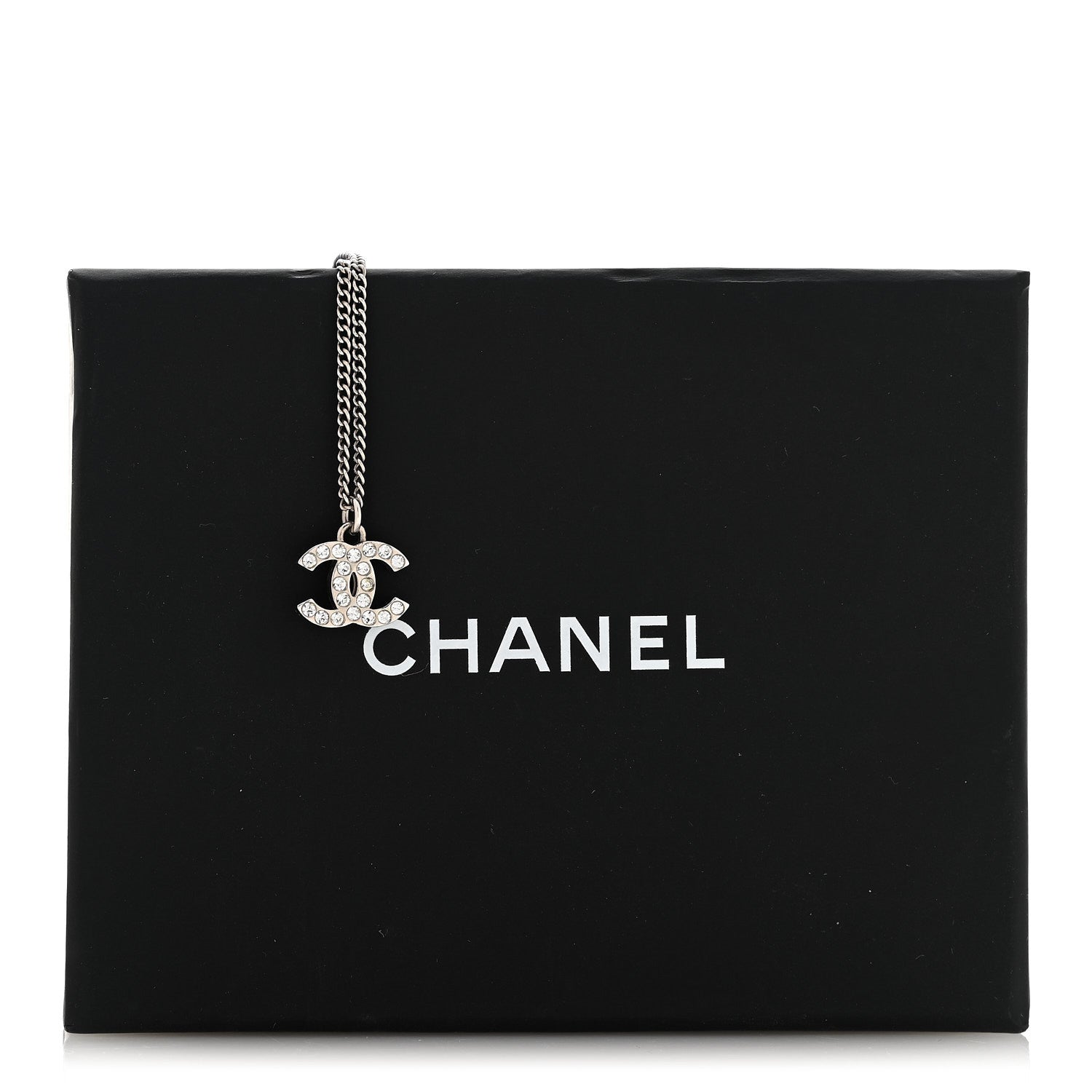 Chanel Crystal Timeless CC Necklace Silver 7 of 7